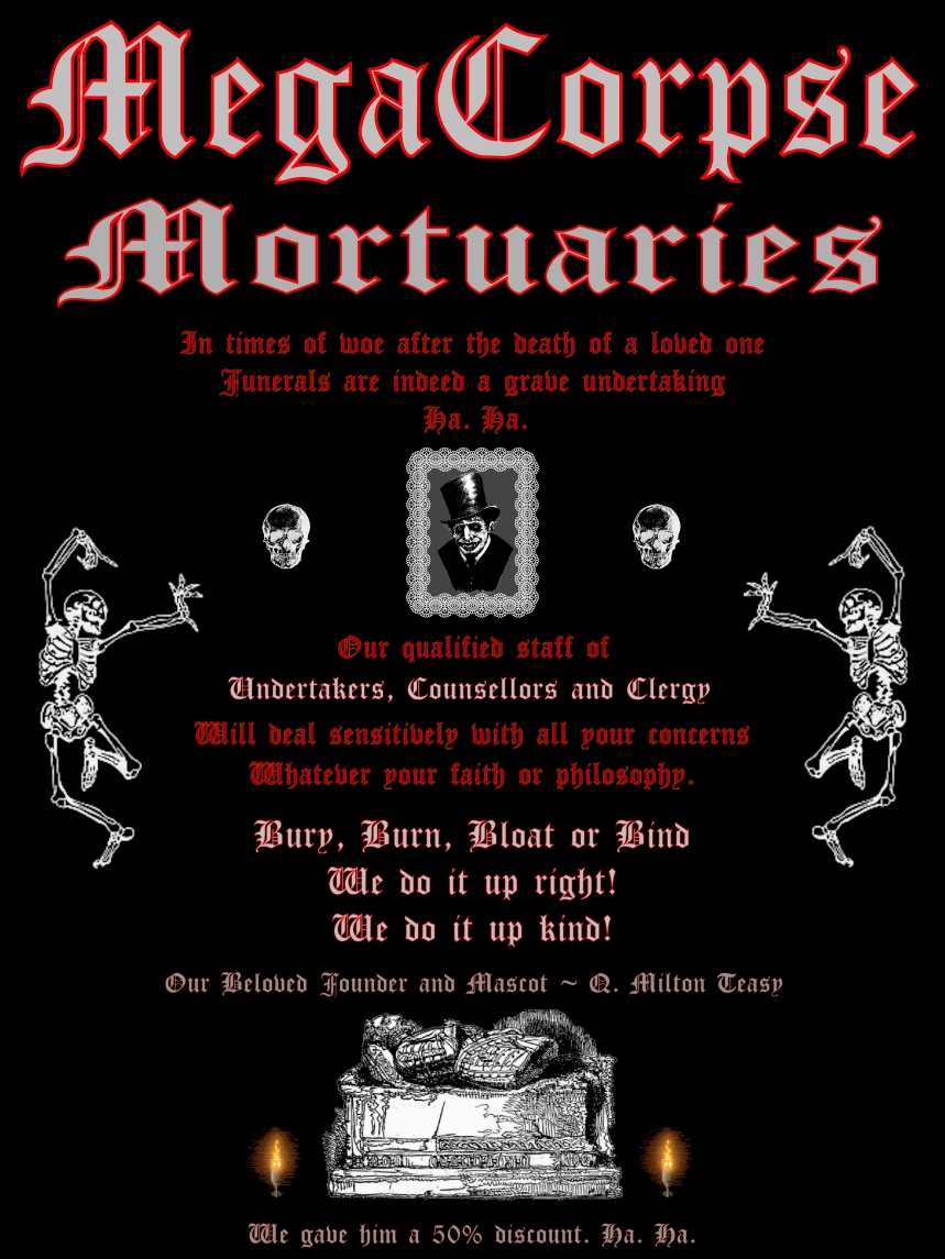 MegaCorpse Bl;ack Handbill