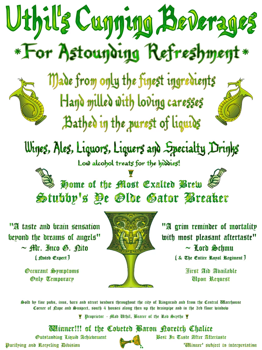 Uthil's Cunning Beverages Ad